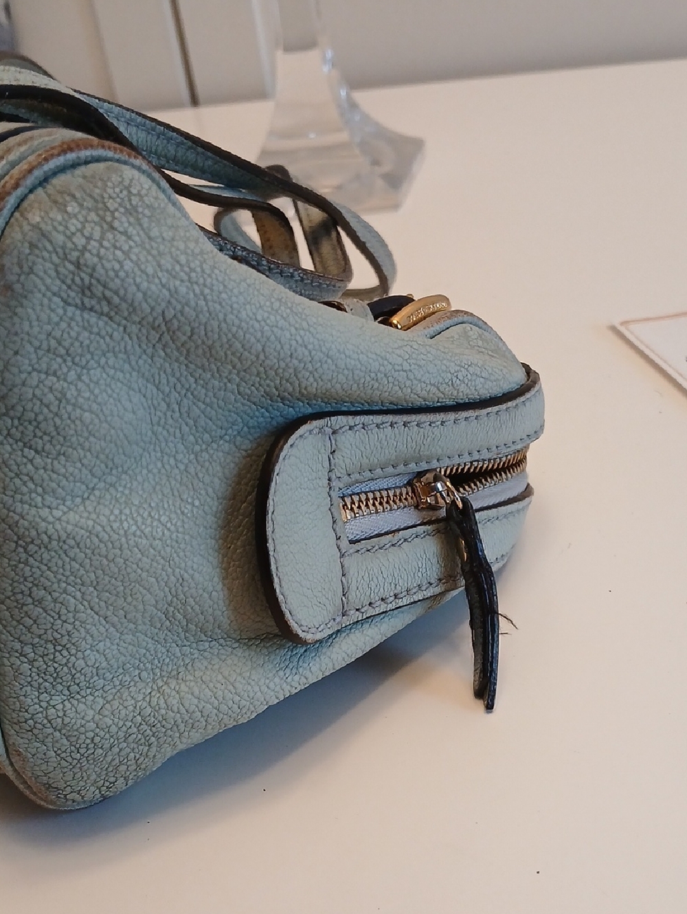 Dolce & Gabbana Light Blue Leather Mini Satchel Crossbody with Gold Hardware - Picture 12 of 16